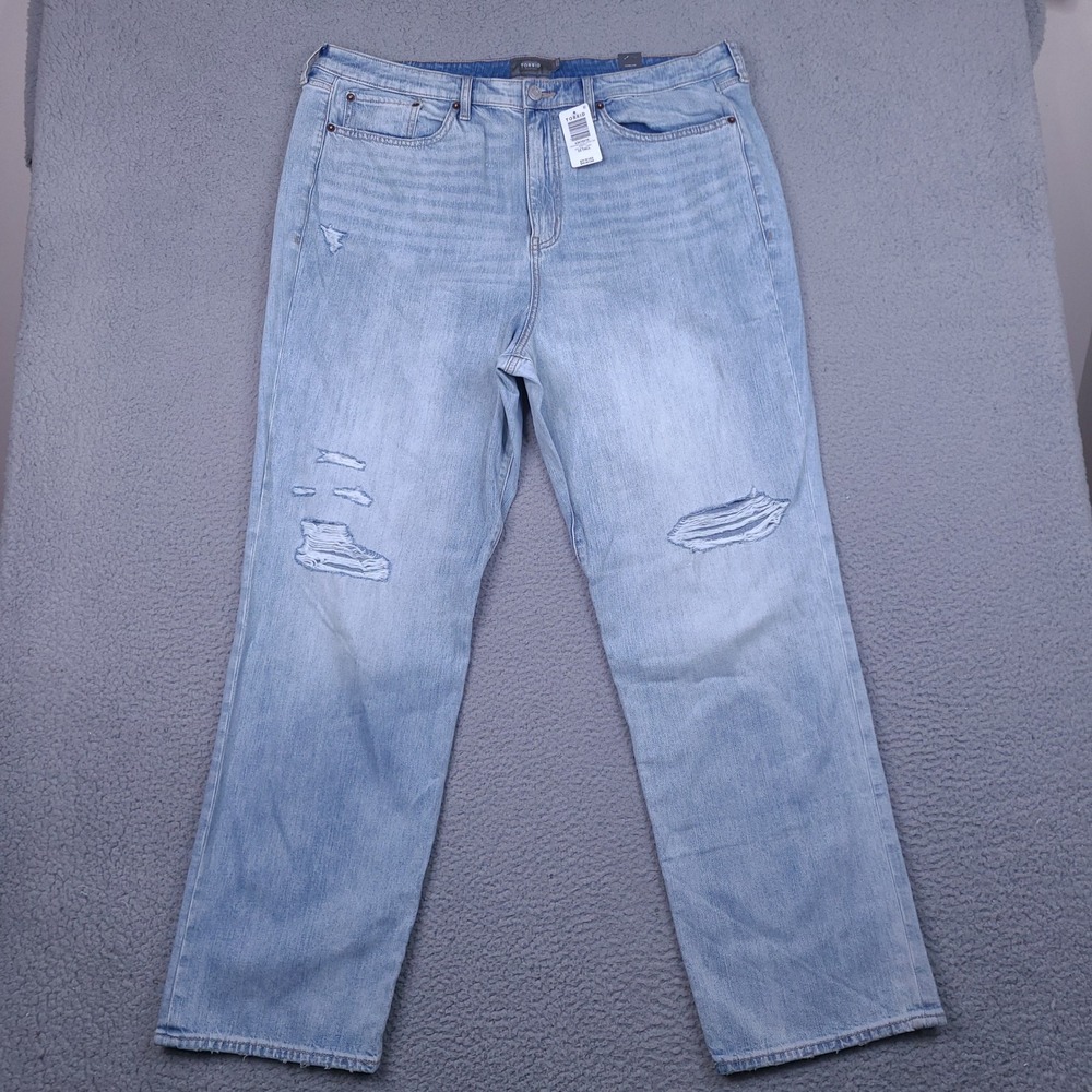 Torrid Stretch Rigid High-Rise Straight Jeans 22 Tall Wipeout Light Wash NWT